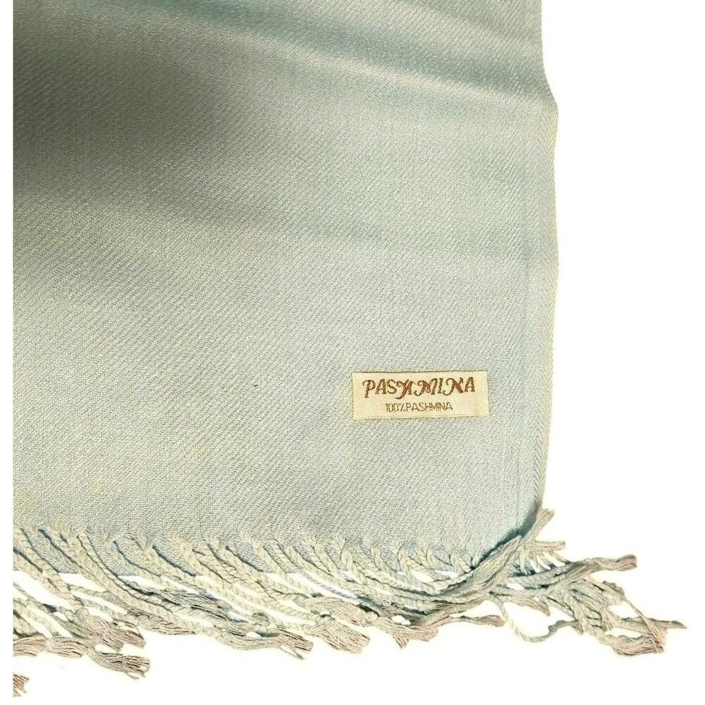 Pastelona Light Blue Woven Scarf With Fringe Edges - Picture 5 of 6